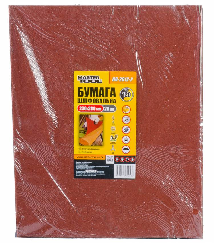 MasterTool Папір шліфувальний водостійкий Р120 230*280 мм, 20 шт, ст.: 08-2612-Р-08-2612-Р