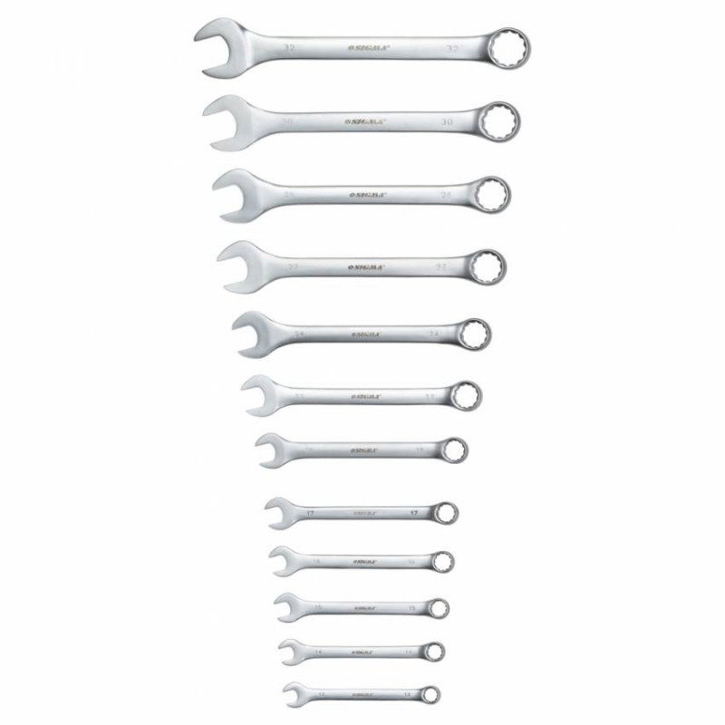 Ключі ріжково-накідні 12шт 13-32мм CrV satine (тк чохол) Sigma (6010211)-6010211