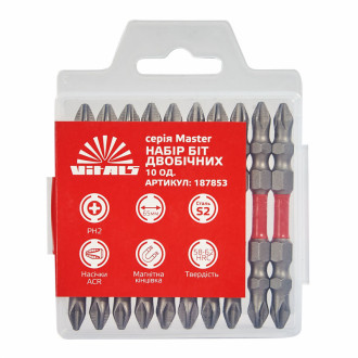Біти S2 двосторонні PH2+PH2×65 мм, 10 шт. Vitals Master-[articul]
