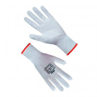 Рукавички синтетичні білі з білим поліуретановим покриттям 7 розмір  Білий (69182)-[articul]