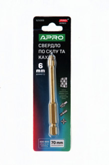 Свердло по склу і кахлю 4 грані HEX 6мм PRO APRO-[articul]