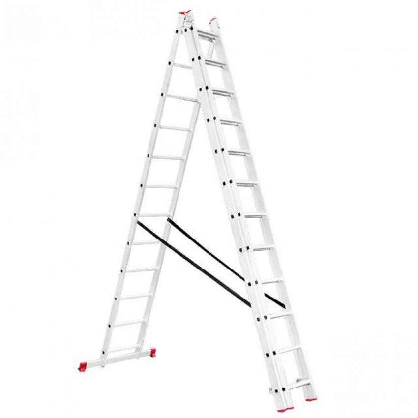 Драбина з алюмінію, 3-секційна універсальна розкладна, 3*12 сход., 7,89 м INTERTOOL LT-0312-LT-0312