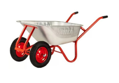 Тачка двоколісна F1 100л оцинк корито Expert 0,8мм рама червона, пневмо колесо КВІТКА PRO-[articul]