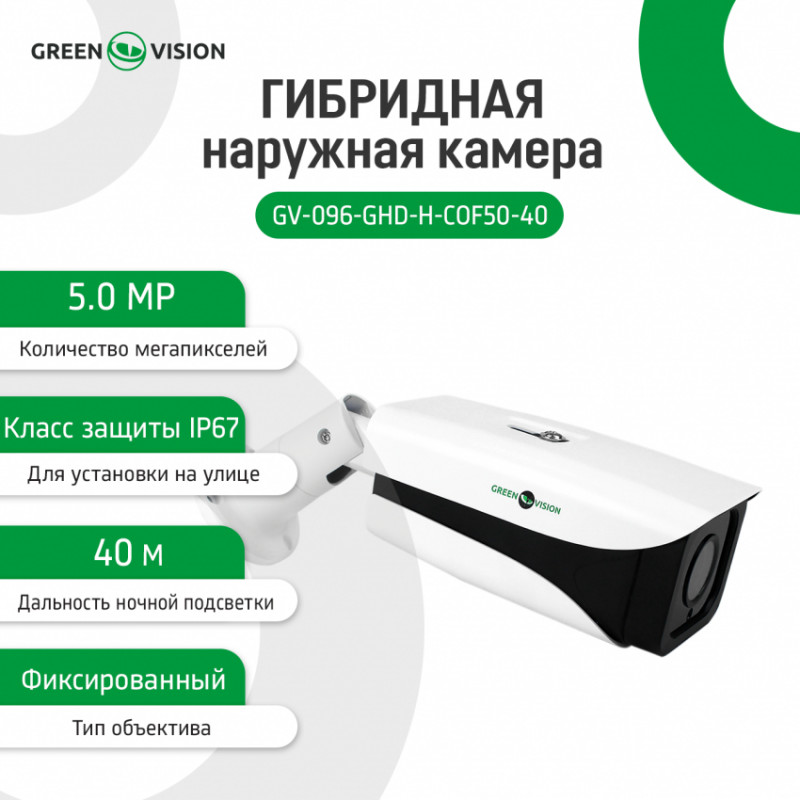 Гібридна зовнішня камера GV-096-GHD-H-СOF50-40-