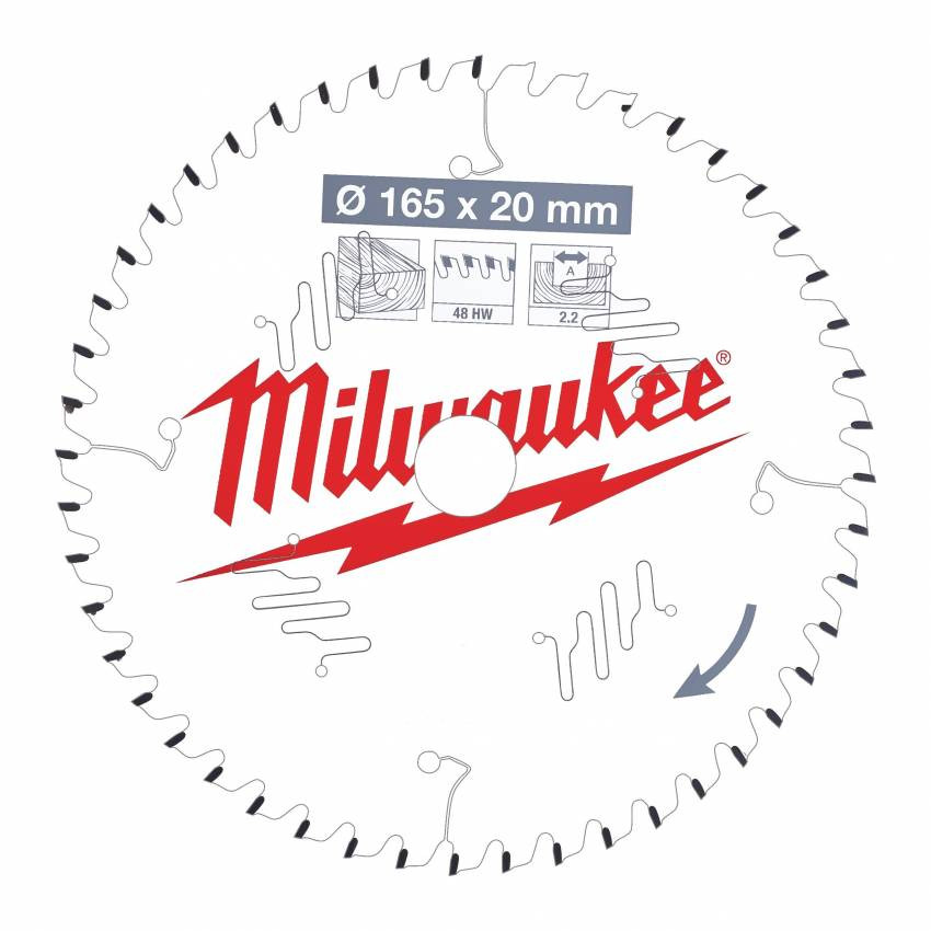 Диск пиляльний MILWAUKEE, Ø165х20х1,8мм, 24 зуб. 1-4932399909