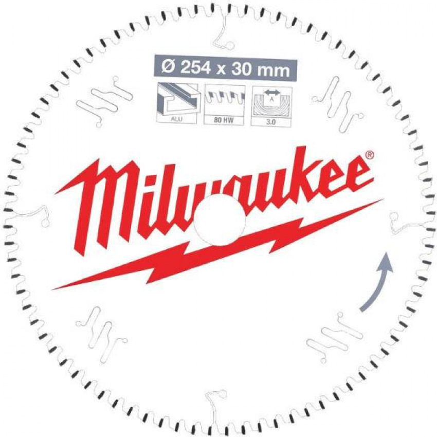 Диск пильний MILWAUKEE, Ø254/30мм, 80 зуб.-4932471318