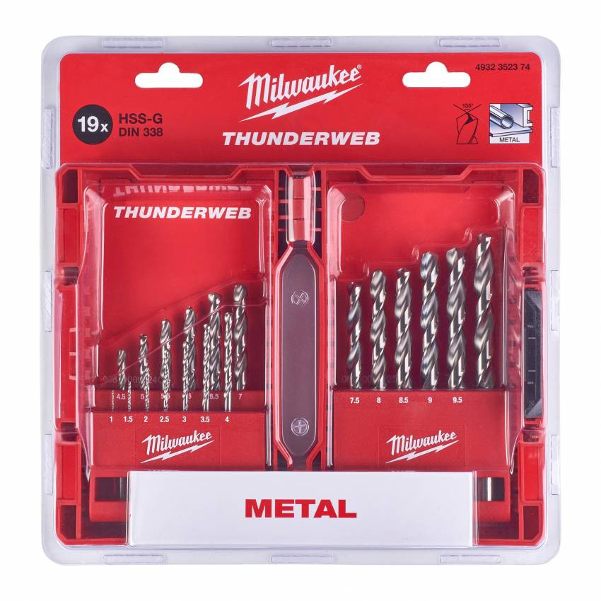 Набір свердел по металу THUNDERWEB HSS-G MILWAUKEE, (19шт)-4932352374