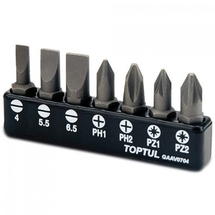 Набір біт 1/4" 7од. (SL: 4 * 0.5, 5.5 * 1, 6.5 * 1.2; PH1, PH2; PZ1, PZ2)-GAAV0704