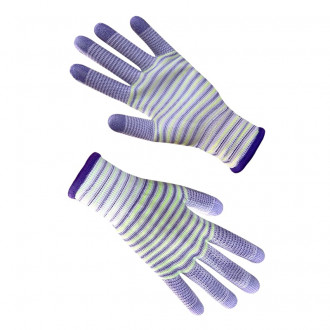 Рукавички жіночі синтетичні з поліуретановим покриттям кольорова смуга &quot;б&quot; р.8  Білий (69017)-[articul]