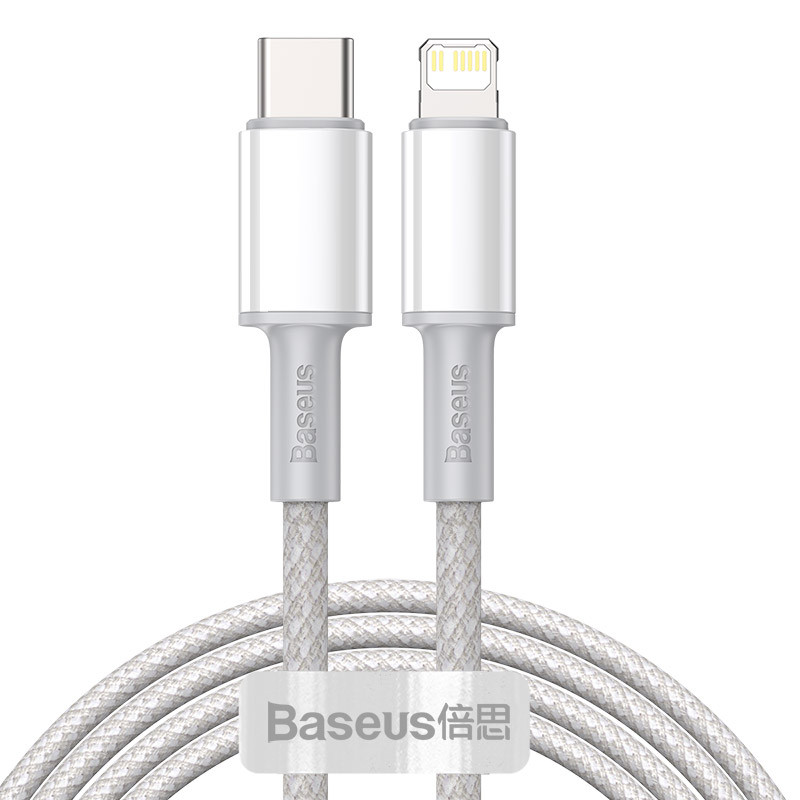 Кабель Baseus High Density Braided Type-C to Lightning PD 20W 2M Білий (CATLGD-A02)-