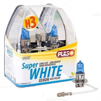 Лампи PULSO/галогенні H3/PK22S 12v55w super white/plastic box-[articul]