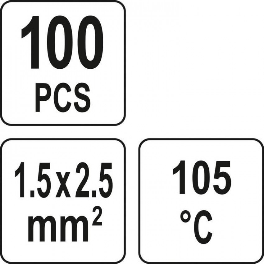 Кембрики термоусадні при t≤ 105°C з припоєм YATO, прозорі, для провідників 1.5- 2,5 мм², 100 шт-YT-81453
