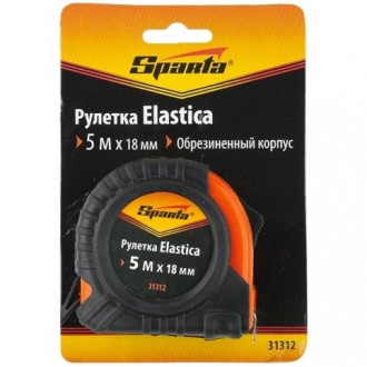 Рулетка Elastica 5 м х 18 мм, прогумований корпус, SPARTA