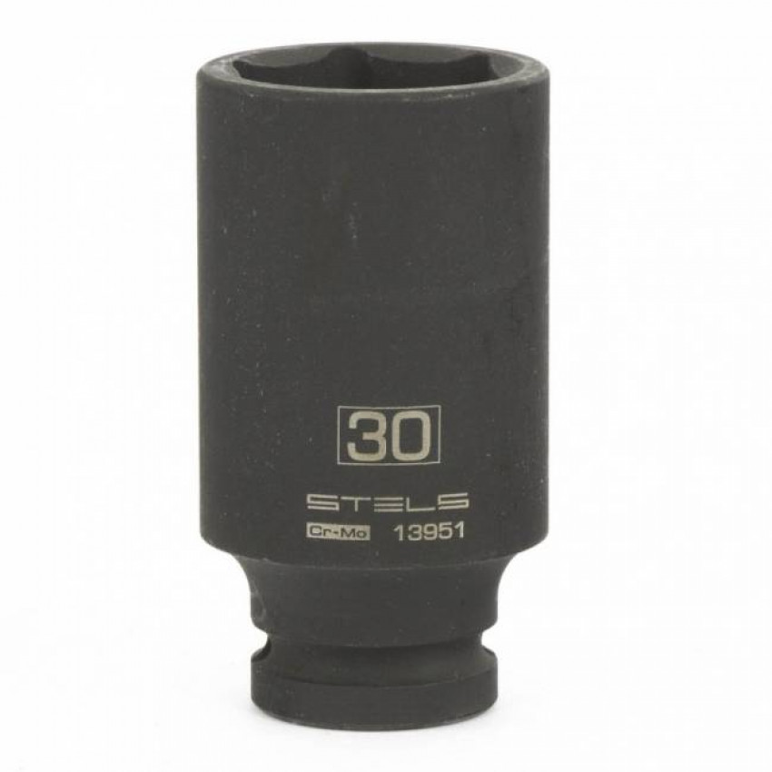 Ударна головка подовжена шестигранна, 30 мм, 1/2", CrMo // Stels-13951