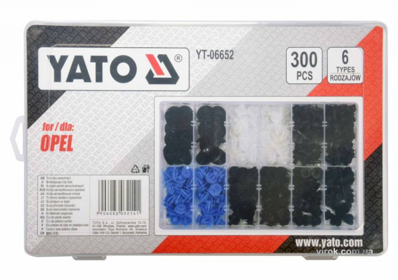 Шпинки для автосалоної обшивки OPEL YATO, різні, 6 типорозмірів, 300 шт.-YT-06652