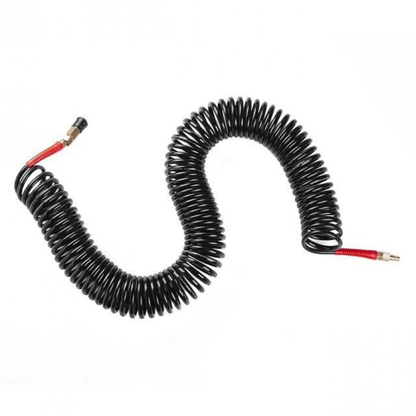 Шланг BLACK M-Flex 6.5х10мм, 20м спіральний поліуретановий з поворотним шарніром, латунними швидкороз'ємними з'єднаннями STORM INTERTOOL PT-1795-PT-1795