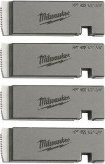 Плашки для нарізання різблення MILWAUKEE, PTR2D 1/2'' - 3/4'' BSPT NPT HSS (4шт) для MXF PTR2-[articul]