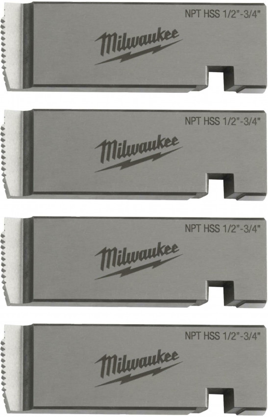 Плашки для нарізання різблення MILWAUKEE, PTR2D 1/2'' - 3/4'' BSPT NPT HSS (4шт) для MXF PTR2-48361205