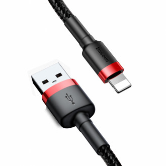 Кабель Baseus Cafule USB 2.0 to Lightning 2A 3M Чорний/Червоний (CALKLF-R91)