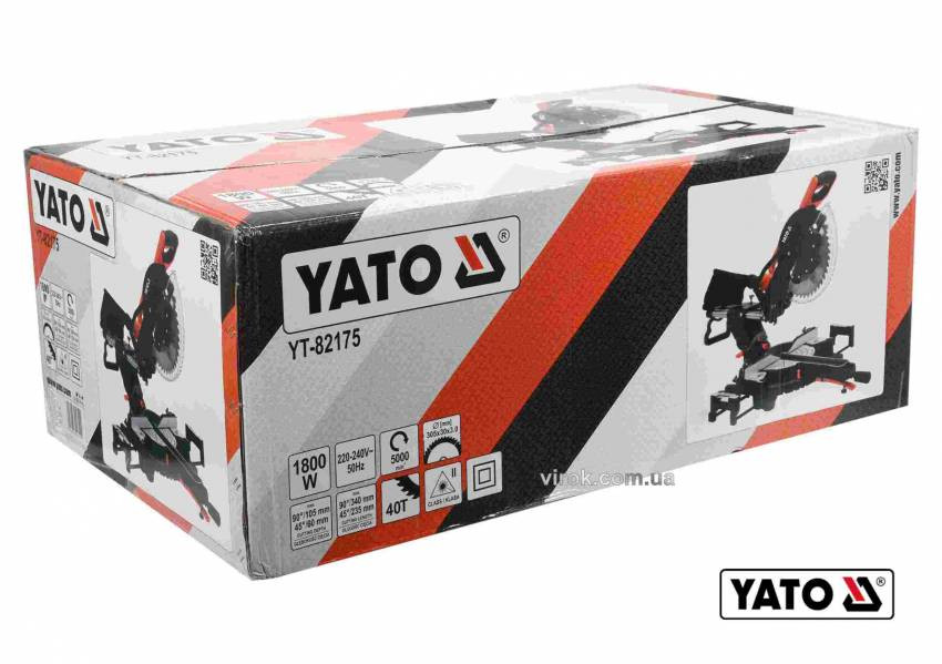 Пила торцьовальна з лазером і протяжкою YATO 1.8 кВт диск 305 x 30 мм-YT-82175