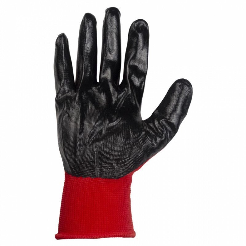 Рукавички трикотажні з частковим нітриловим покриттям р10 (червоно-чорні манжет) КРАТНО 12 парам SIGMA (9443471)-9443471