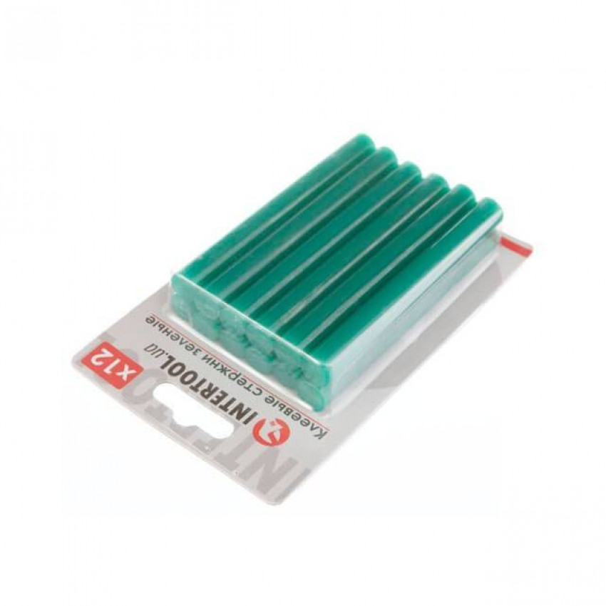 Комплект клейових стрижнів зелених, 11,2×100 мм, 12 шт. INTERTOOL RT-1056-RT-1056