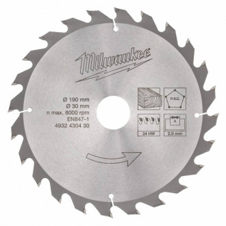 Диск пильний MILWAUKEE, Ø190/30/2мм, 24 зуб.-[articul]