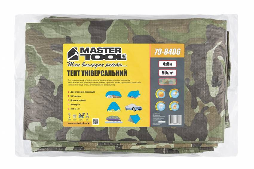 MasterTool Тент 4х6 м, камуфляж, 90 г/м2, Арт.: 79-8406-79-8406