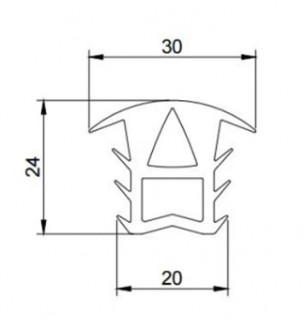 Ущільнювач для сонячних панелей (30*24*20 мм), EPDM
