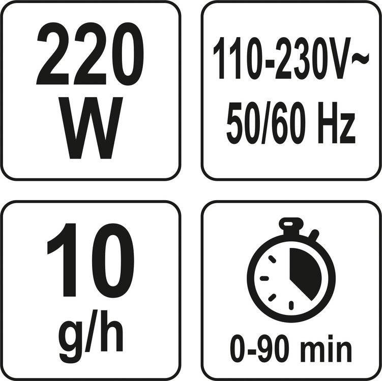 Генератор озону електромереж.- 230 В YATO, 220 Вт, продукт.- 10 гр/год-YT-73350