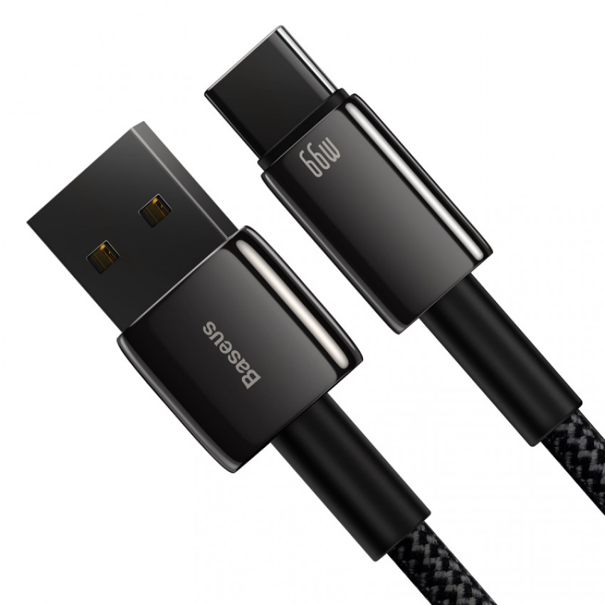 Кабель Baseus Tungsten Gold USB 2.0 to Type-C 66W 2M Чорний (CATWJ-C01)-