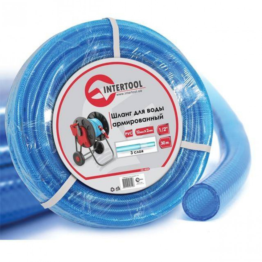 Шланг для води 3-х шаровий 1/2 ", 30м, армований, PVC INTERTOOL GE-4055-GE-4055