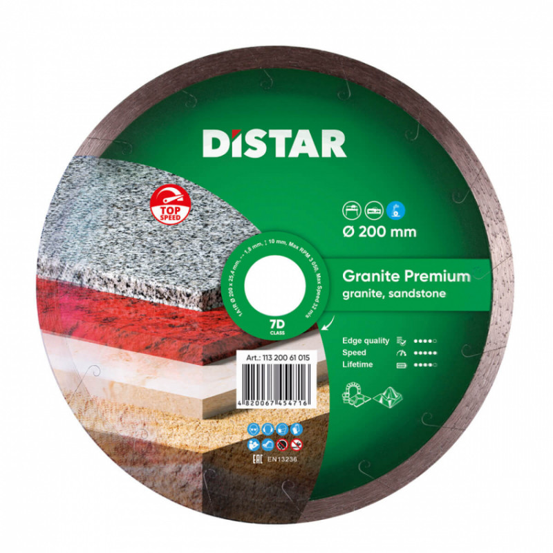 Круг алмазний вiдрiзний 1A1R 200x1,8x10x25,4 Granite Premium-11320061015
