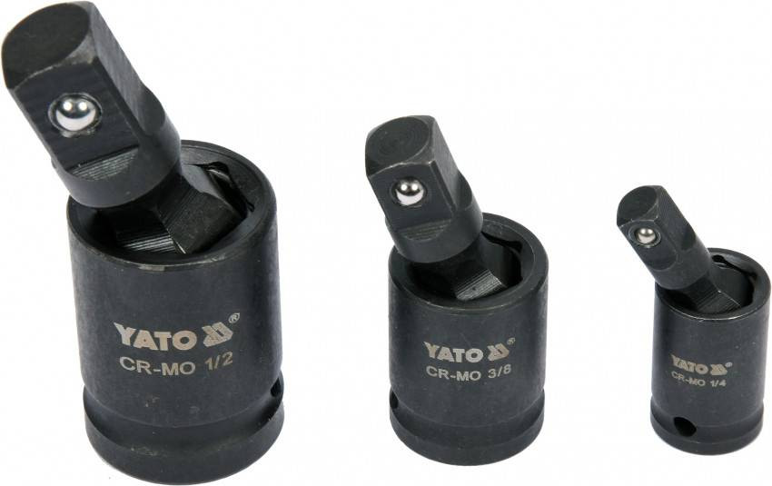 Кардани ударні YATO: квадрати-1/2", 3/8", 1/4", 3 шт.-YT-10643