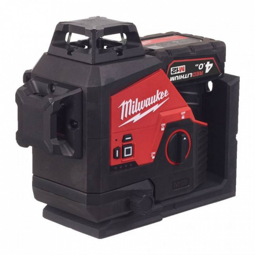Лазерний 3D нівелір акумуляторний MILWAUKEE, M12 3PL-401C ( зарядний пристрій, 1акум.Х4Аг, кейс) (4933478102)-4933478102