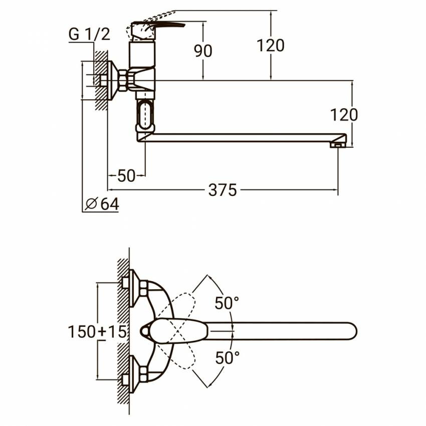 Змішувач KN Ø40 для ванни AQUATICA KN-3C228C (9738230)-9738230