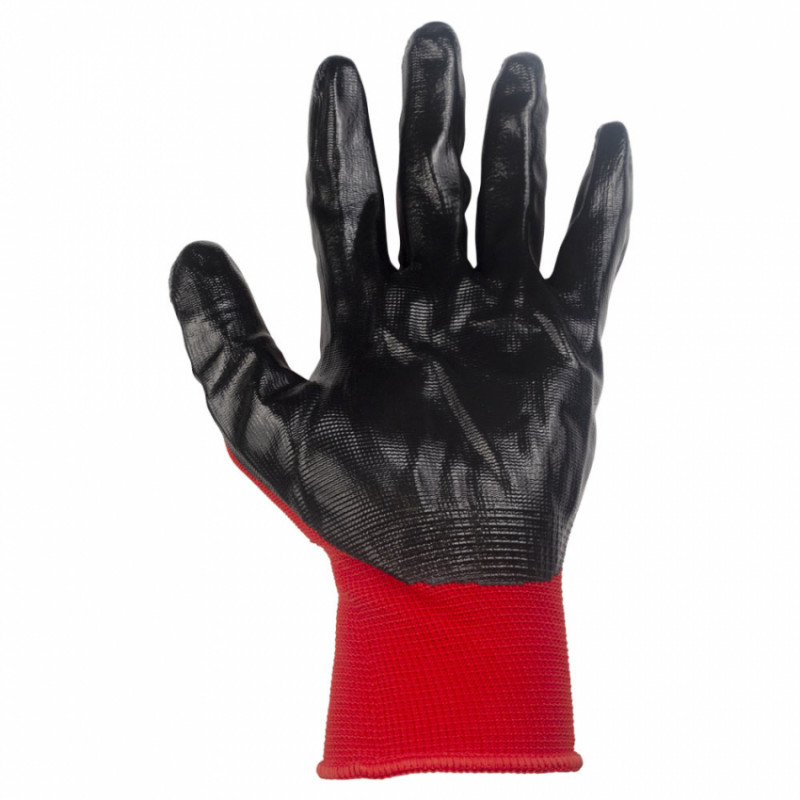 Рукавички трикотажні з частковим нітриловим покриттям р10 (червоно-чорні манжет) КРАТНО 12 парам SIGMA (9443471)-9443471