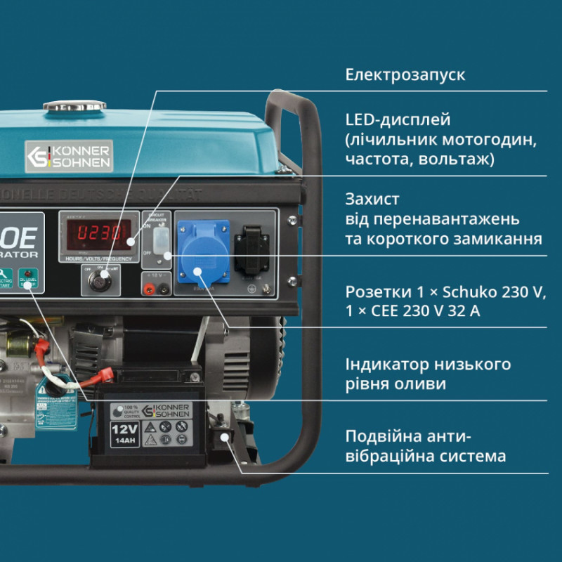 Бензиновий генератор «Könner & Söhnen» KS 7000E-KS 7000E