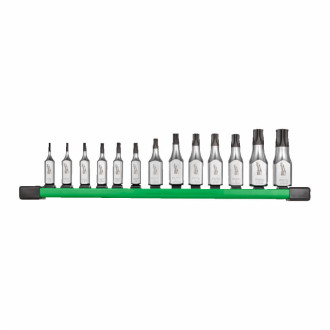 Набір головок торцевих хромованих 1/4'' та 3/8'' MILWAUKEE з бітами TORX (T8-T60) на планці (13шт)-[articul]