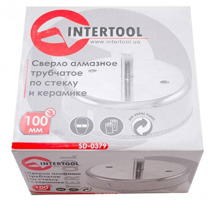 Коронка трубчаста по склу та кераміці 100 мм INTERTOOL SD-0379-SD-0379