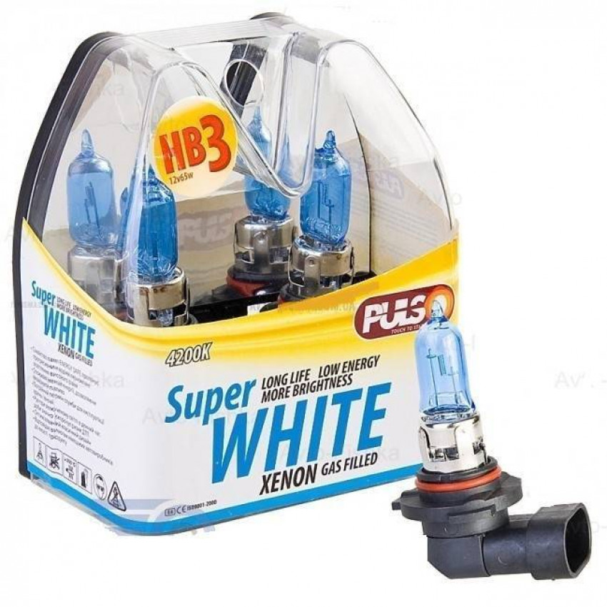 Лампи PULSO/галогенні HB3/9005/P20D 12v65w super white/plastic box-LP-95651 (5/50)