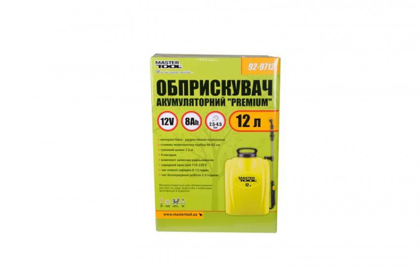 Обприскувач акумуляторний MASTERTOOL "Premium" 12 л 12 V 8 Аг 92-9712-92-9712