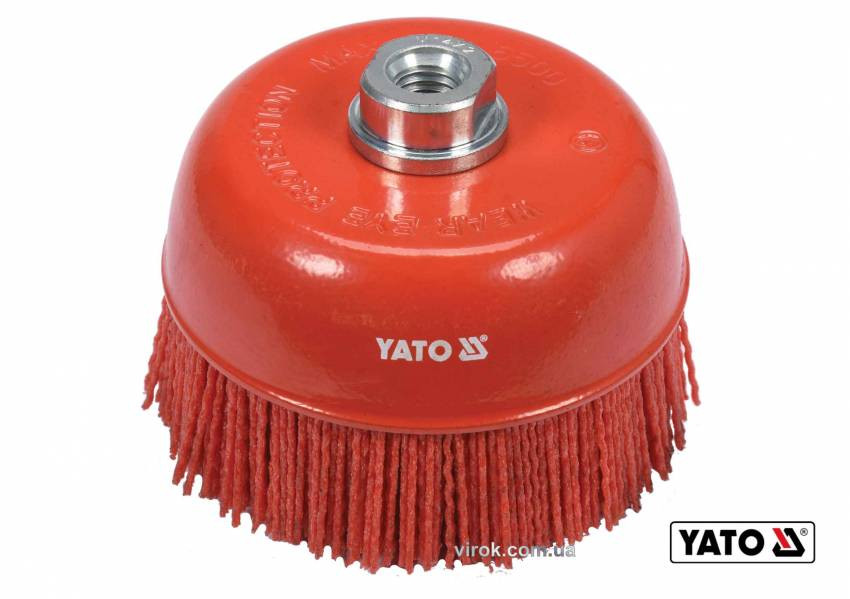 Щітка чашка зачисна з нейлоновим ворсом до КШМ YATO Ø125 мм 6500 об/хв М14-YT-47787