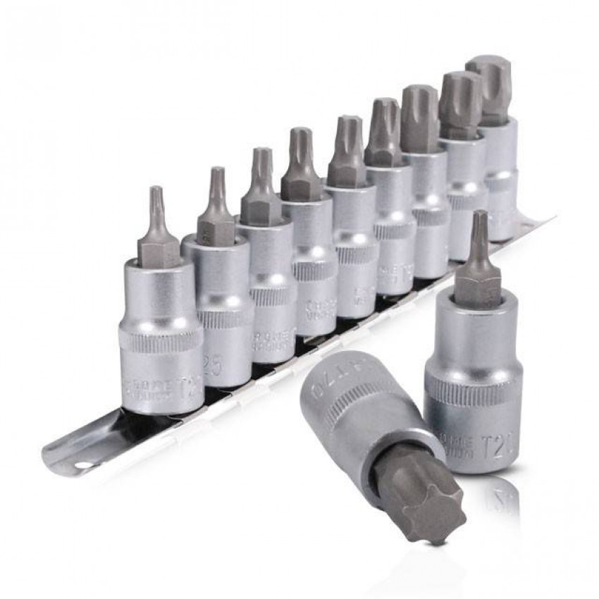 Набір TORX на планці, 1/2" -Т20;25;30;40;45;50;55;60;70, 9 од. INTERTOOL HT-1849-HT-1849