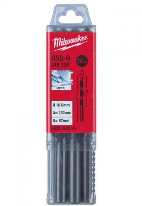 Свердло по металу HSS-R MILWAUKEE DIN338, Ø6,0мм, (10шт)-4932363494