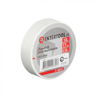 Стрічка ізоляційна 10 м, 17*0.15 мм, біла INTERTOOL IT-0033-[articul]