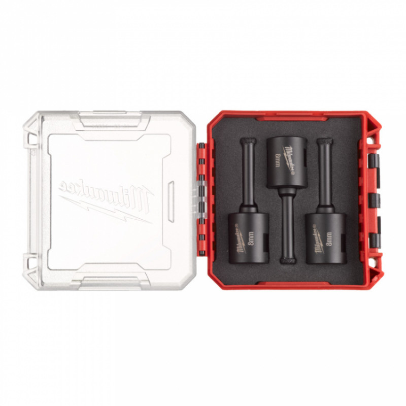Набір алмазних коронок Diamond Max PACKOUT MILWAUKEE М14, діаметр 8мм (3шт) (сухе свердління)-4932500546