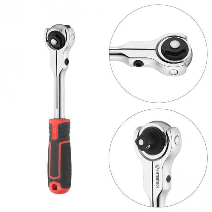 Рукоятка з храповим механізмом поворотна, 72 зуба 1/2 ", Cr-V STORM INTERTOOL ET-8009-ET-8009