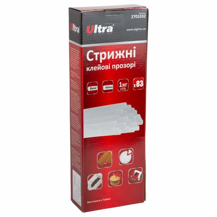 Стрижні клейові Ø8*300мм 83шт 1кг (прозорі) ULTRA (2701032)-2701032