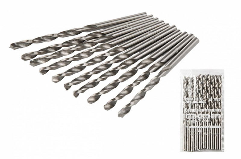 MasterTool Свердло для металу Р6М5 4,0 мм біле, Арт.: 10-1040-10-1040